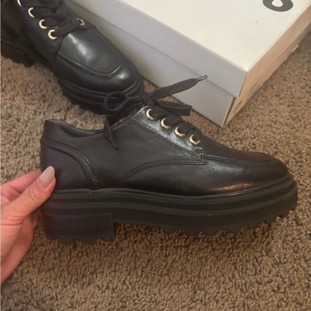 SCHUTZ Black Chunky Oxford Shoes